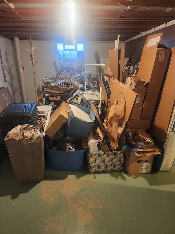 Roll-off dumpster container at job site for 8 Yard Dumpster Rental in Union City